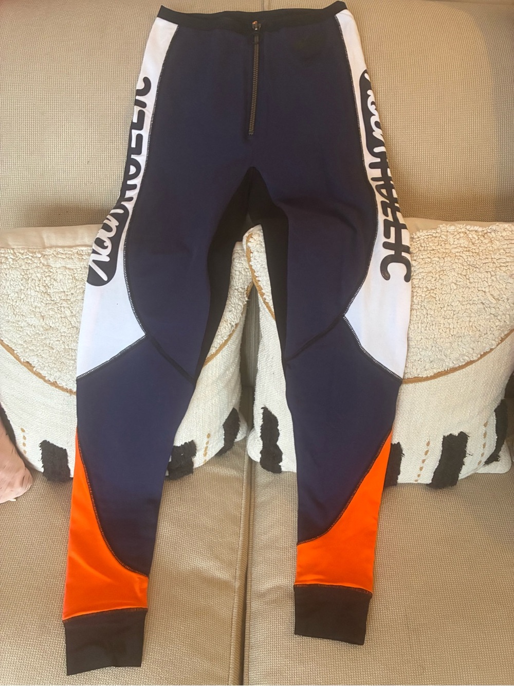 Diesel Navy, White & Orange Colorblock Leggings